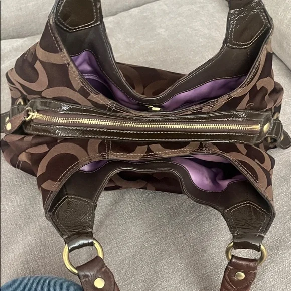 Coach Maggie Madison Op Art Brown Shoulder Bag - Picture 12 of 13